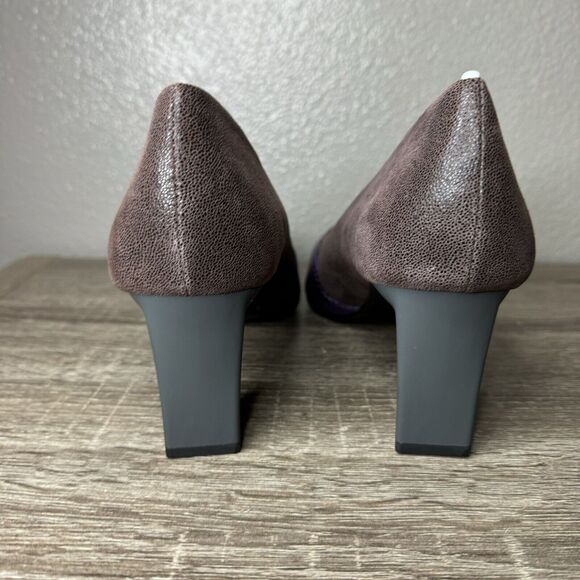 Logo Lori Goldstein Purple Snake Leather Kate Block Heel Pumps 10M- NWB - Picture 7 of 11